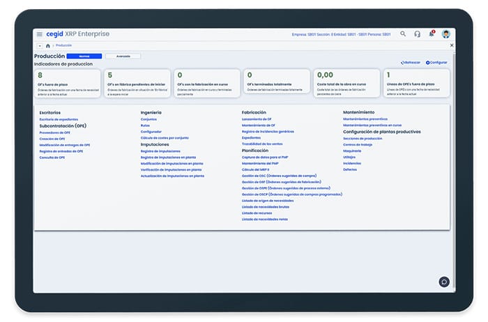 Cegid XRP Enterprise como ERP Industrial