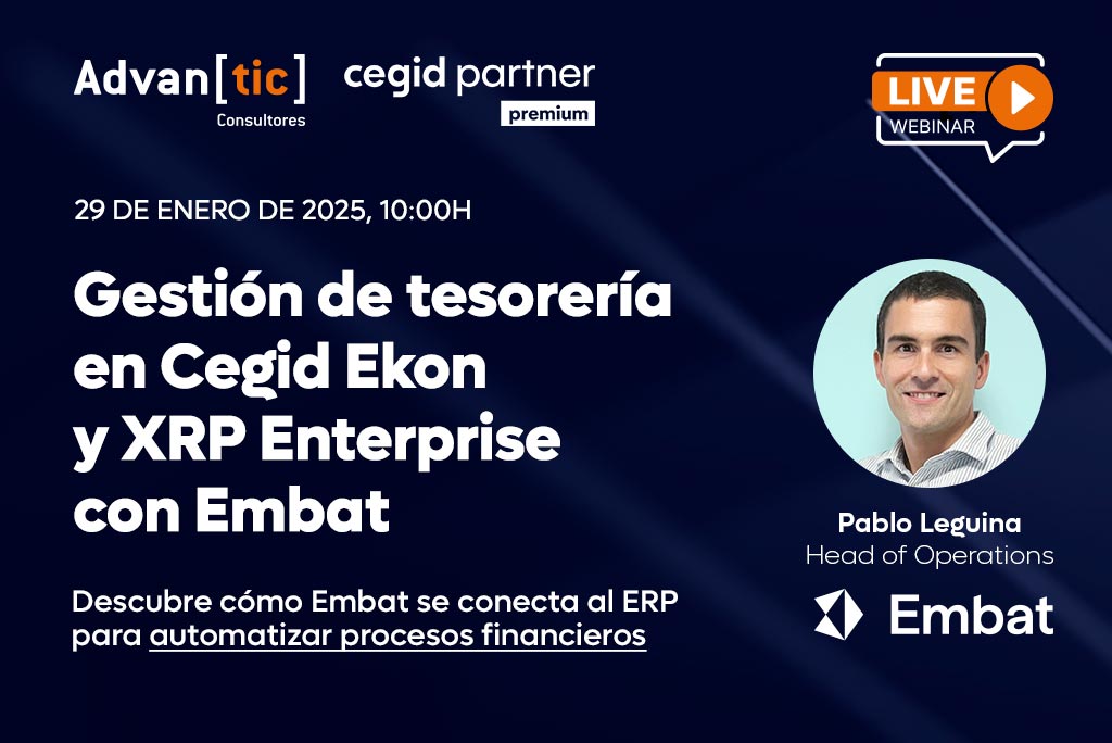 Gestión de tesorería en Cegid Ekon y XRP Enterprise con Embat