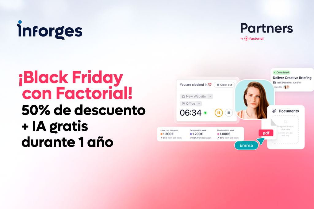 ¡Black Friday con Factorial! 50% de descuento + IA gratis durante 1 año