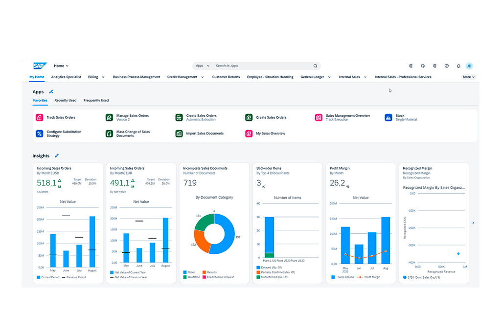 ERP moderno y sólido (SAP Cloud ERP)
